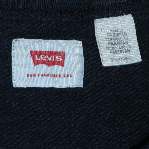 Levi's Women Black Crew Neck Camo Logo Cotton Sweatshirt Size M