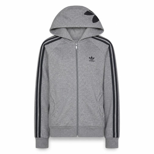 Adidas Women Grey Full Zip Hoodie Size 6 Classic Athletic Style