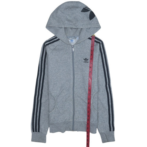 Adidas Women Grey Full Zip Hoodie Size 6 Classic Athletic Style