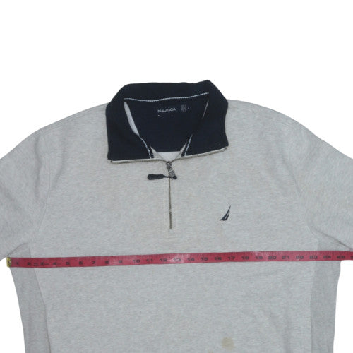 Nautica Men's Grey 1/4 Zip Fleece Sweatshirt L Regular Fit