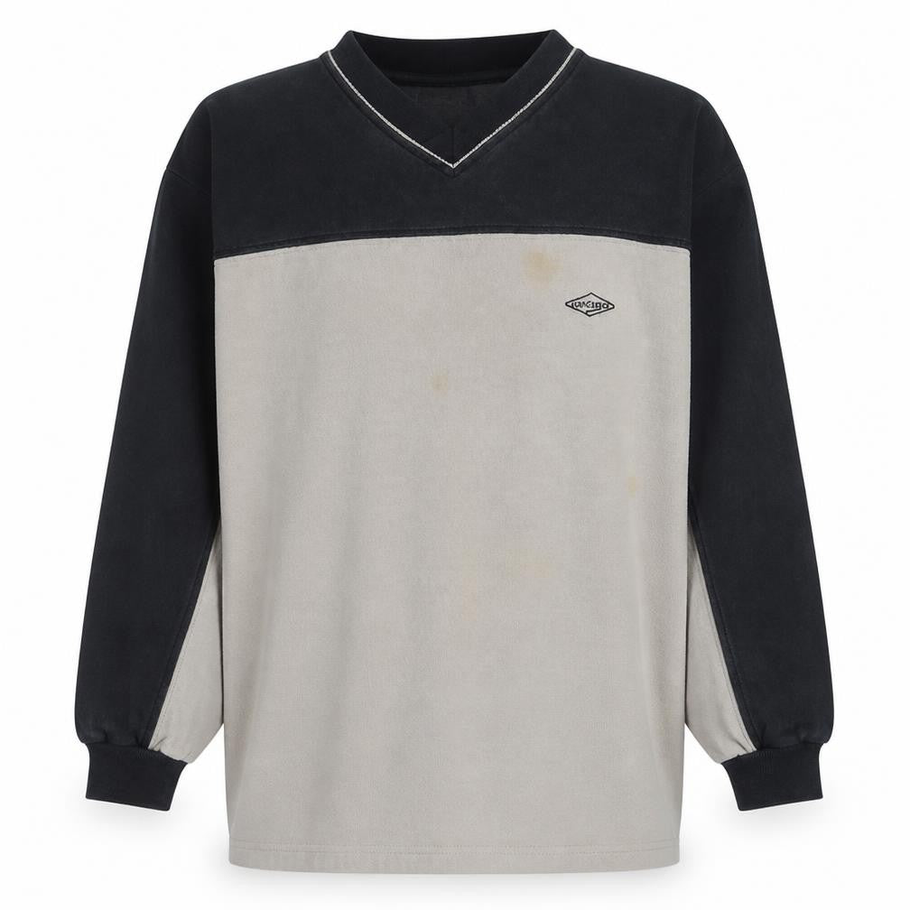Lee Cooper Mens Beige & Black V-Neck Sweatshirt XL Classic Cotton