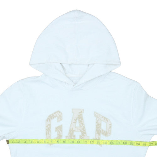 GAP Women White Small Pullover Hoodie 77% Cotton Logo Sweatshirt