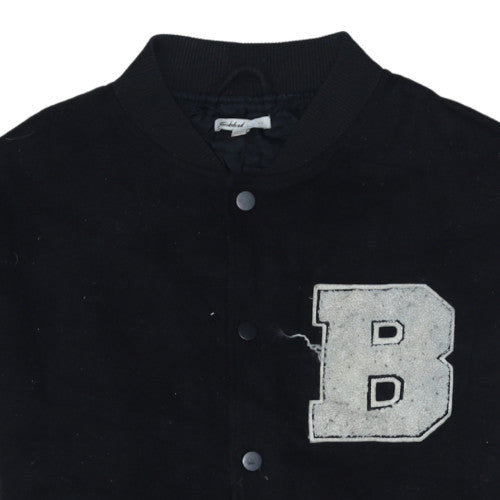 Subdued Men's Black and White Varsity Jacket XS Classic Bomber Style