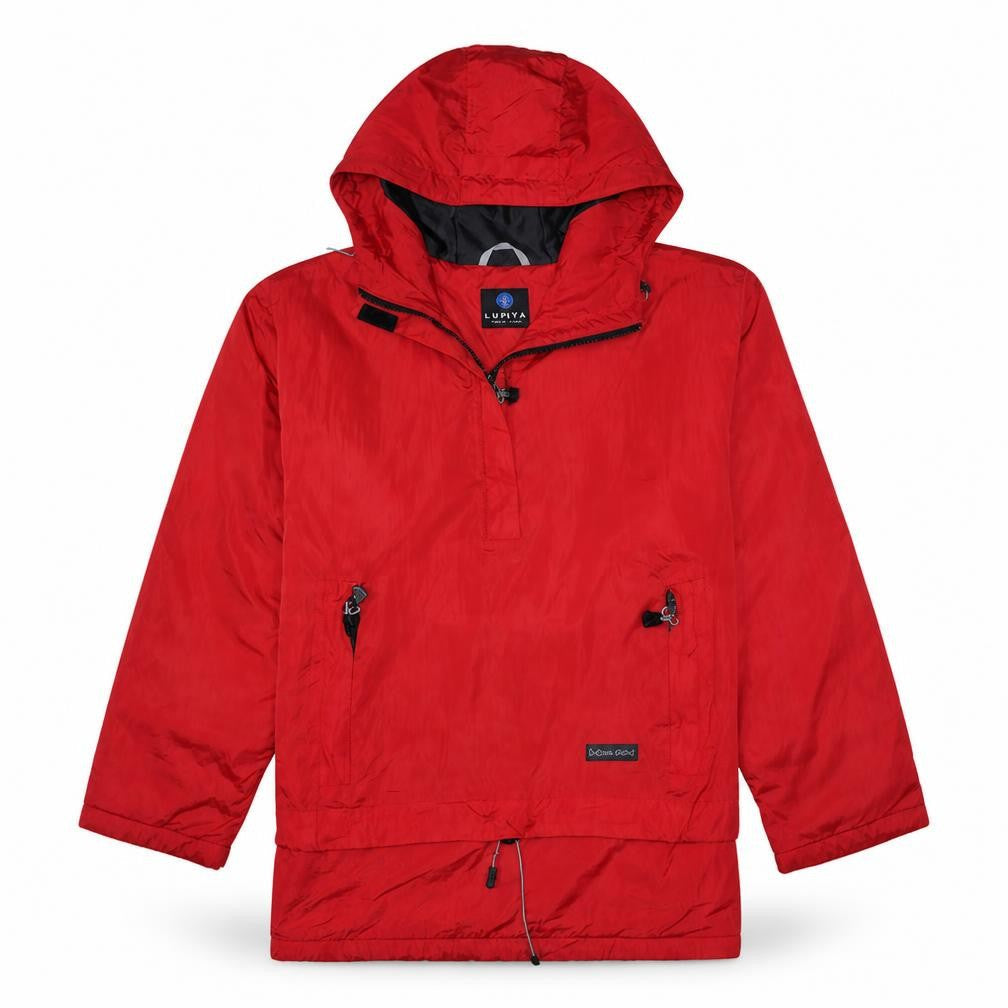 Luhta Men’s Red Anorak Jacket Hooded Lined Waterproof Size L