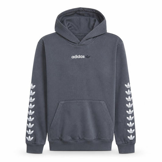 Adidas Boys Grey Pullover Hoodie 15-16 Years XL Logo Graphic Hooded Sweatshirt
