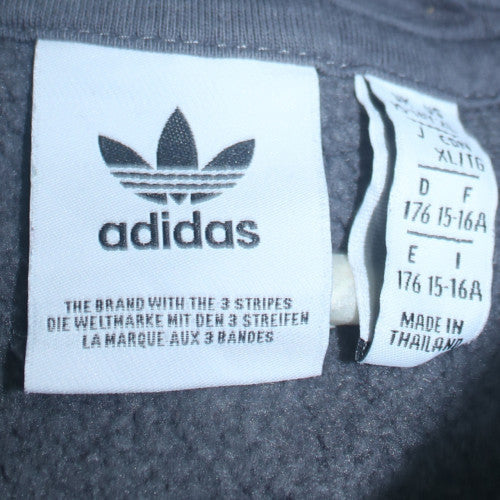 Adidas Boys Grey Pullover Hoodie 15-16 Years XL Logo Graphic Hooded Sweatshirt