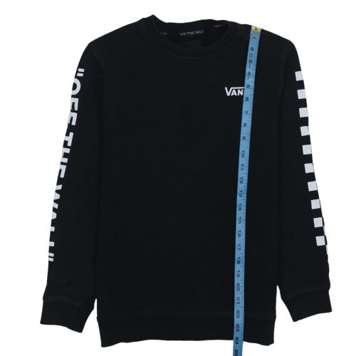 Vans Womens Black Crew Neck Pullover Sweatshirt L Cotton Logo Print