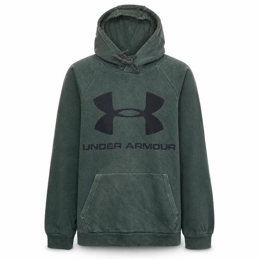 Under Armour Men's Green Pullover Hoodie Size M Graphic Logo Cotton Blend