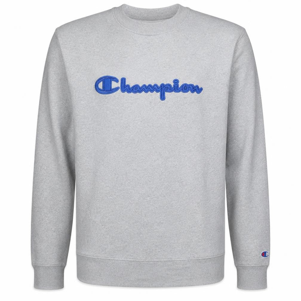 Champion Men's Grey XL Sweatshirt Crew Neck Pullover Logo Cotton Blend