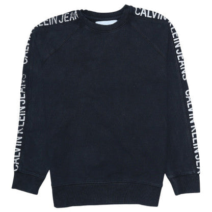 Calvin Klein Jeans Men Black Logo Crew Neck Sweatshirt Size S