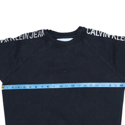 Calvin Klein Jeans Men Black Logo Crew Neck Sweatshirt Size S