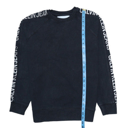 Calvin Klein Jeans Men Black Logo Crew Neck Sweatshirt Size S