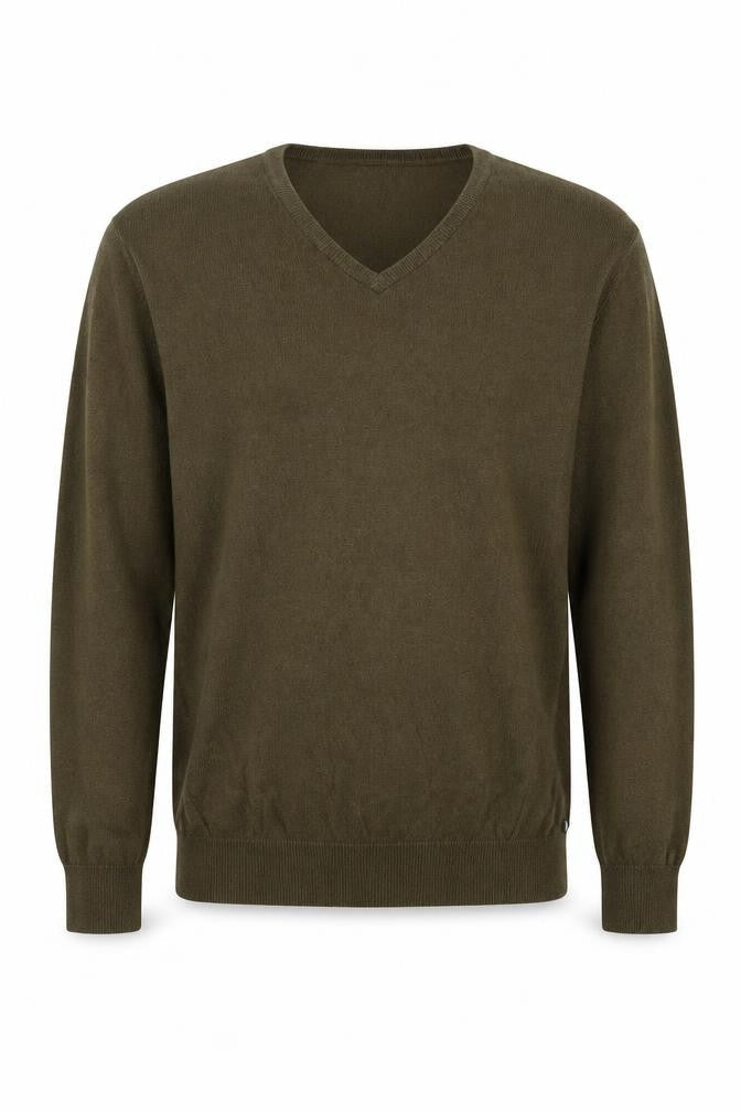 Brice Men’s Green Cotton V-Neck Pullover Jumper XL