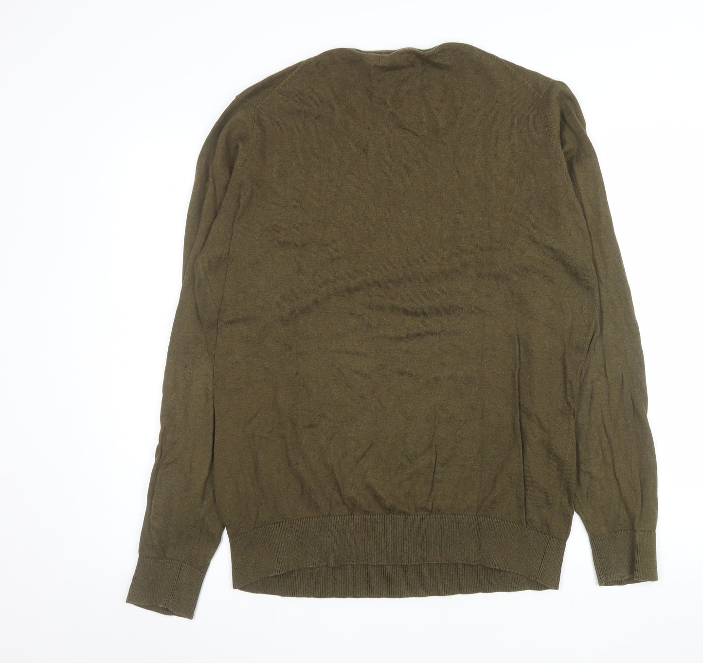 Brice Men’s Green Cotton V-Neck Pullover Jumper XL
