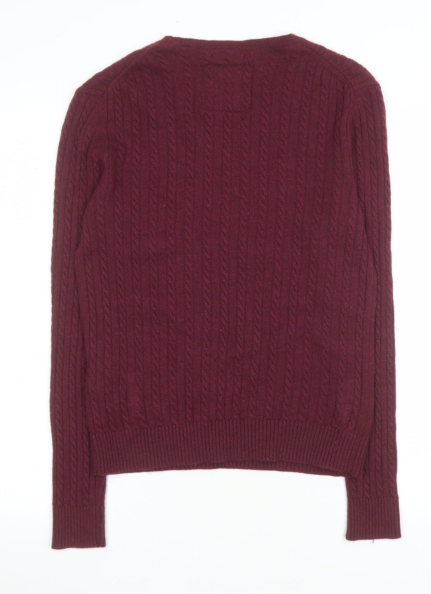 Superdry Men’s Red Cable Knit Wool Cashmere Pullover Jumper Size M