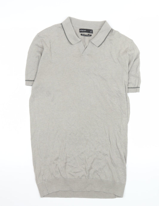 Marks and Spencer Men’s Grey Silk Cotton Collared XS T-Shirt