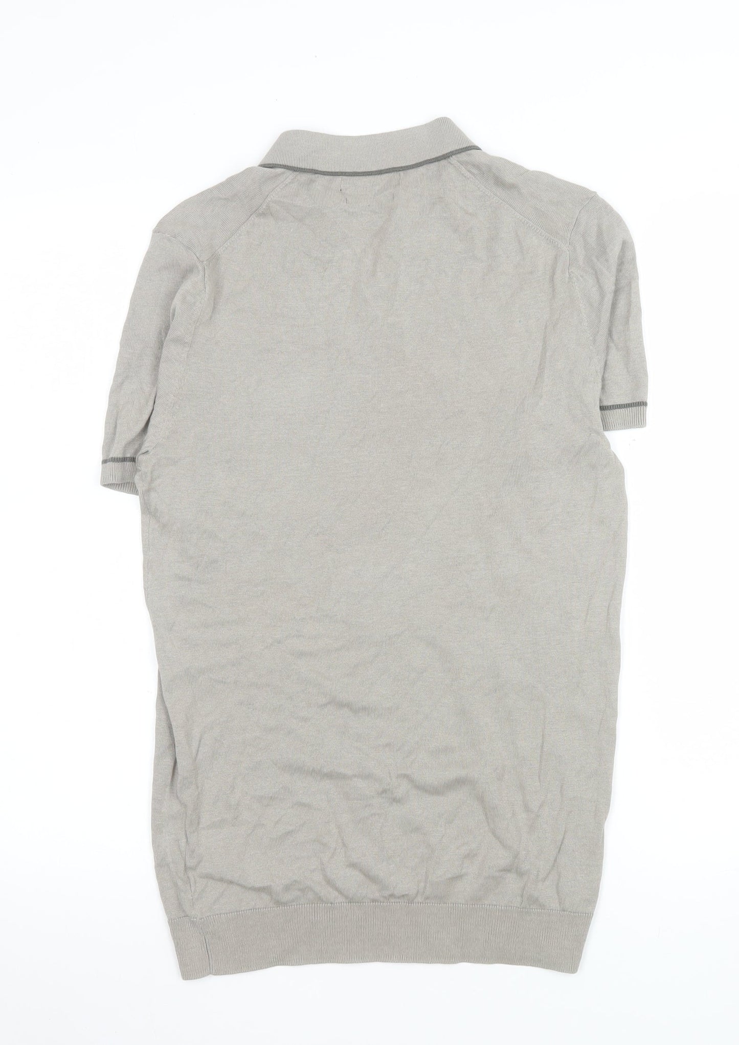 Marks and Spencer Men’s Grey Silk Cotton Collared XS T-Shirt