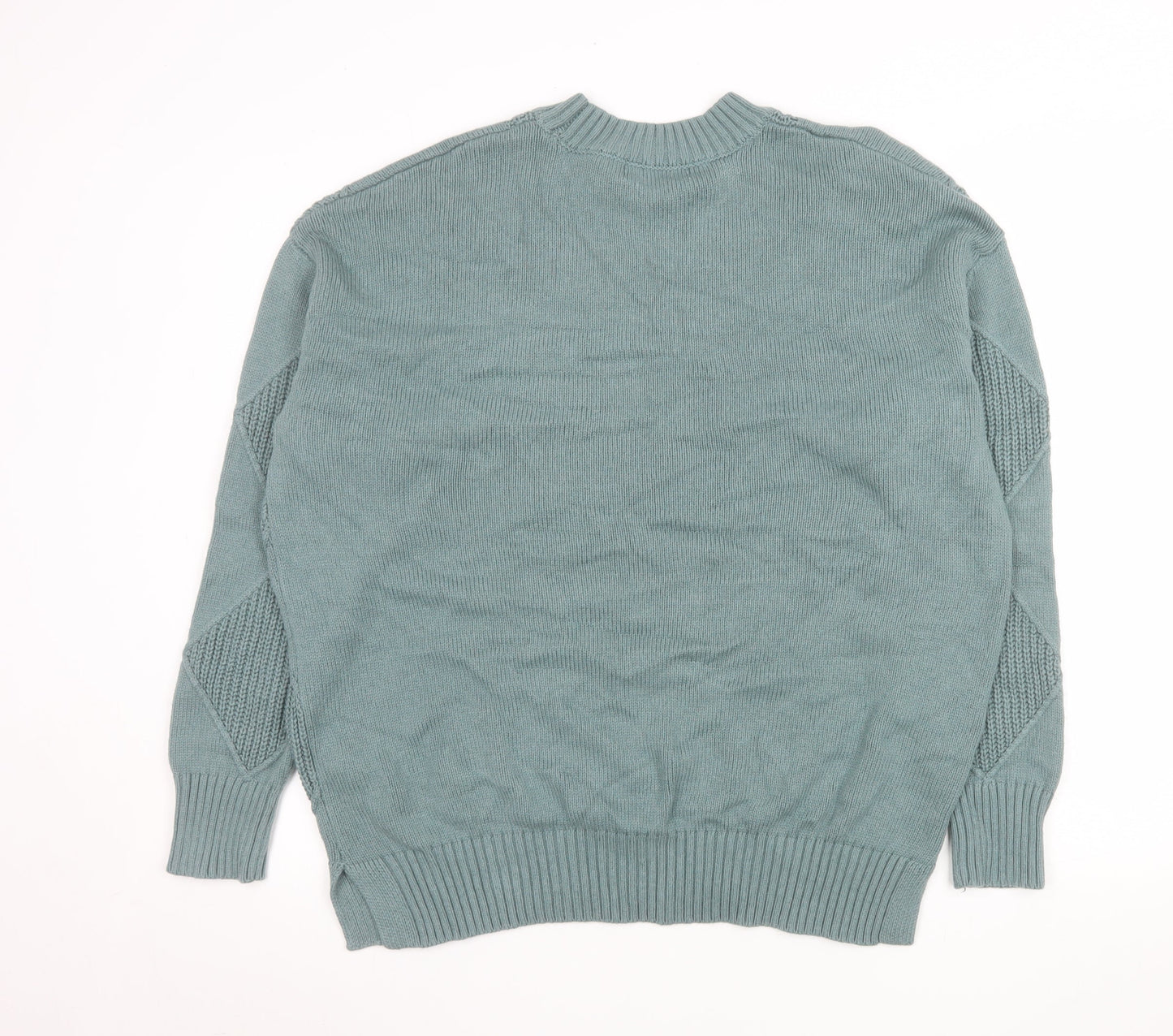 Marks and Spencer Men’s Green Argyle Crew Neck Cotton Wool Jumper Large