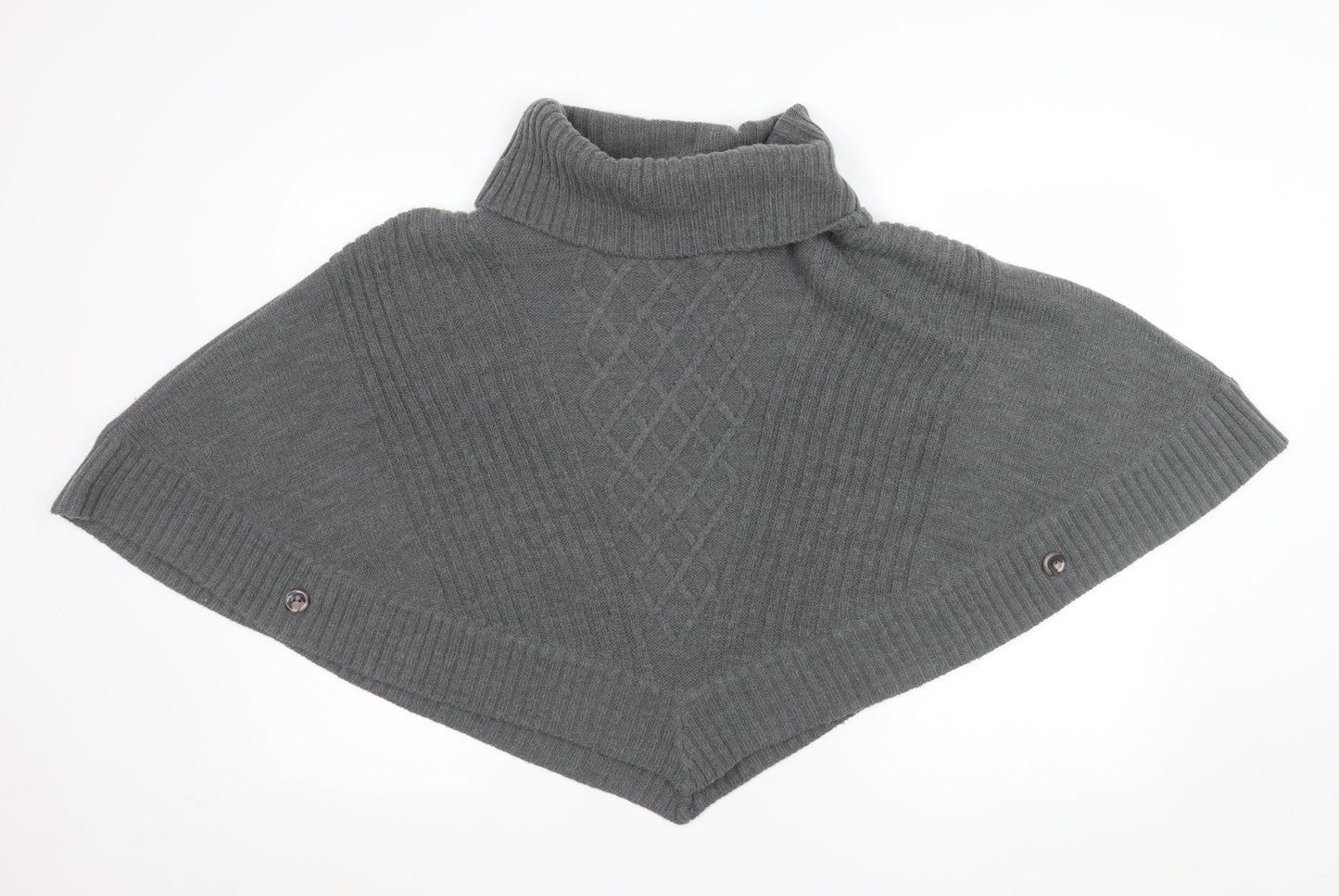 Pomodoro Women Grey Roll Neck Cape Jumper Size 14 Wool Blend