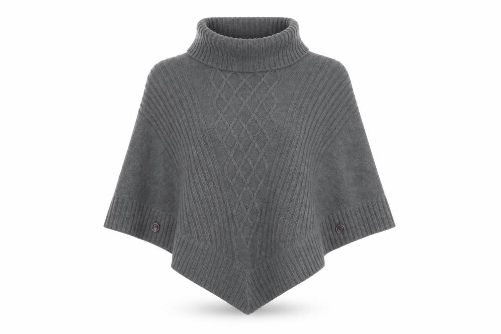 Pomodoro Women Grey Roll Neck Cape Jumper Size 14 Wool Blend