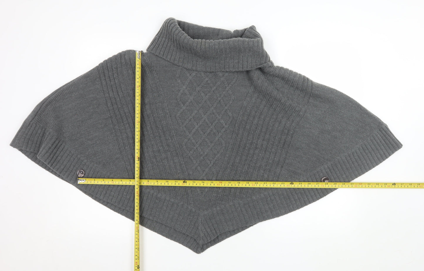 Pomodoro Women Grey Roll Neck Cape Jumper Size 14 Wool Blend