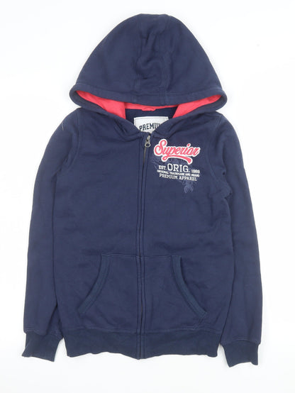 Additional front view of Pepperts girls’ blue hooded full zip basic jacket, size 146, cotton blend