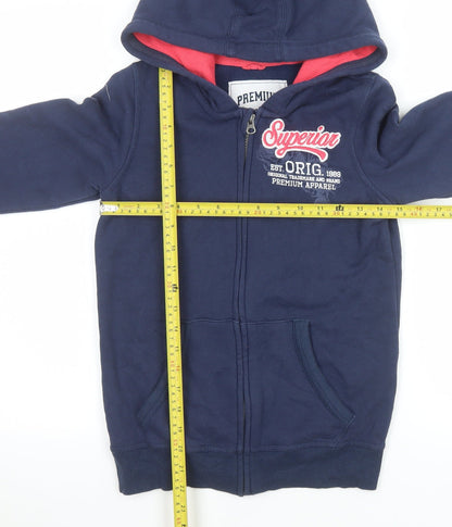 Back view of Pepperts girls’ blue hooded full zip basic jacket, size 146, cotton blend