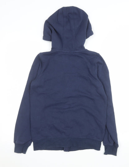 Close-up detail of Pepperts girls’ blue hooded full zip basic jacket, size 146, cotton blend