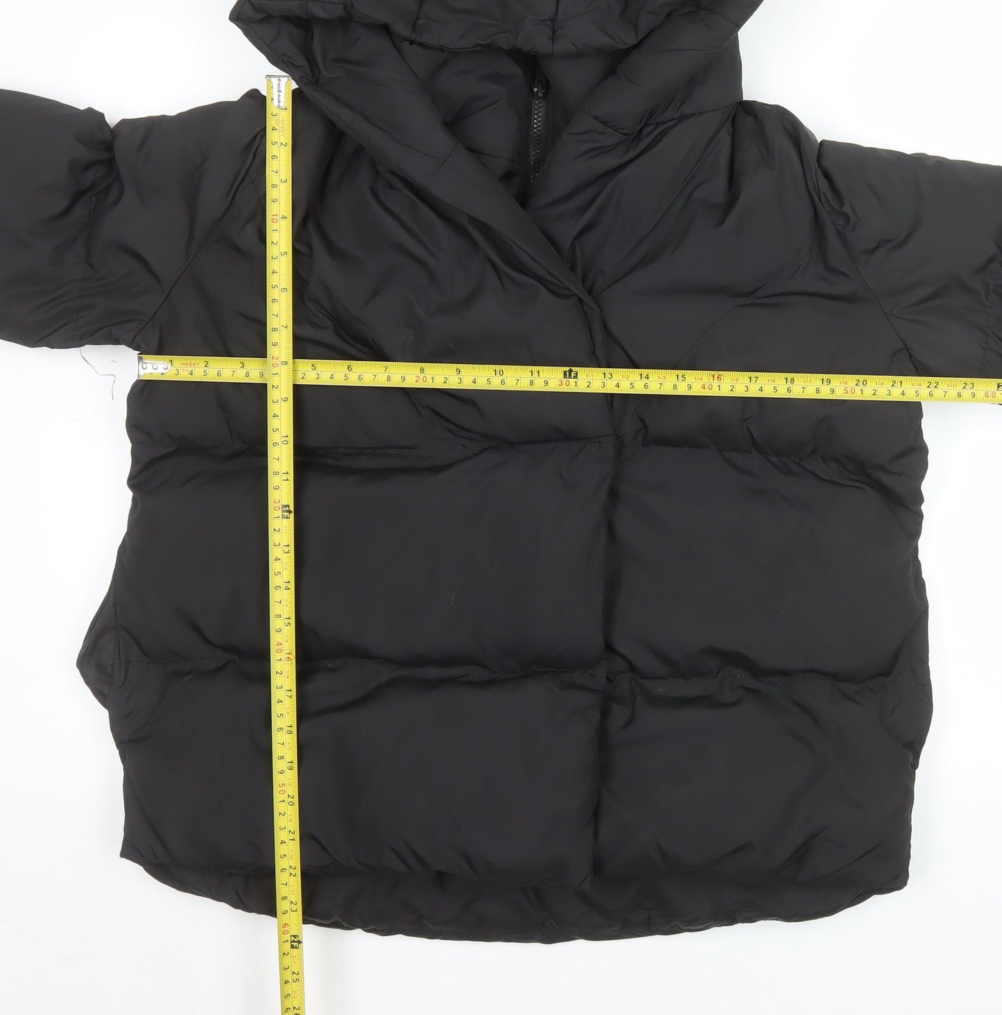 Threadbare Womens Black Hooded Puffer Jacket Size 8 Winter Coat