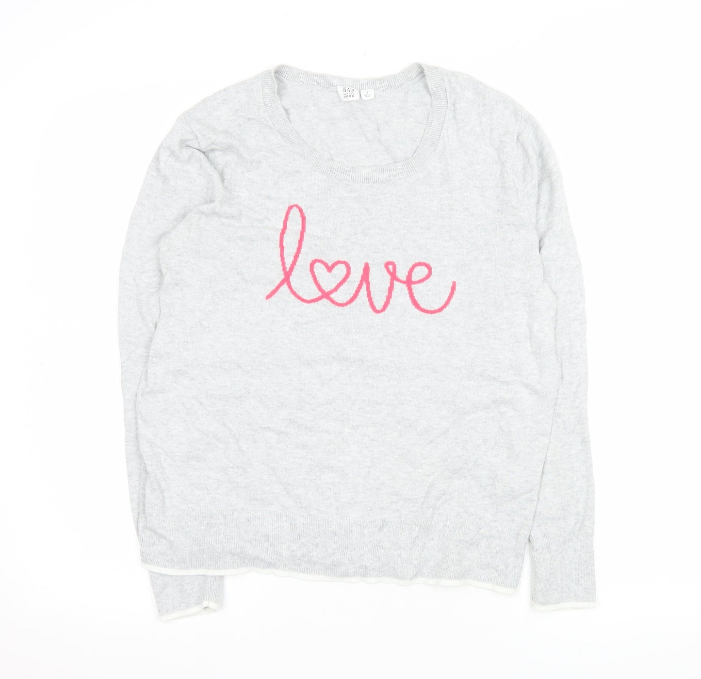 GAP Women Grey Love Cotton Jumper Size S Crew Neck Pullover