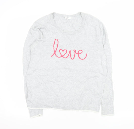 GAP Women Grey Love Cotton Jumper Size S Crew Neck Pullover