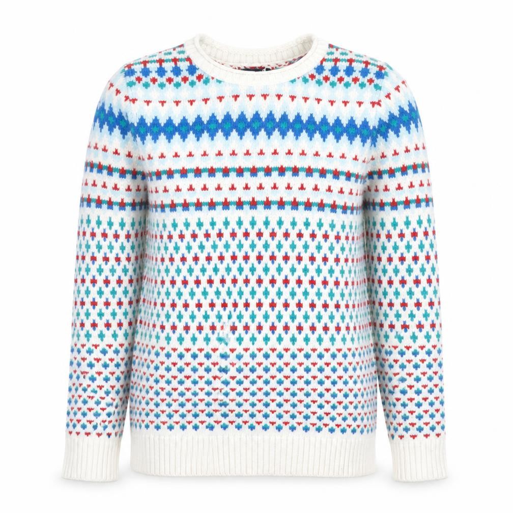 Lands' End Men's Multicoloured Fair Isle Cotton Blend Pullover Jumper Small