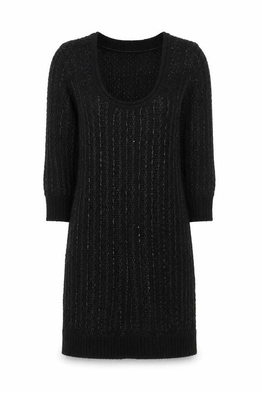 Zara Women Black Wool Blend Long Sleeve Jumper Dress Size 8