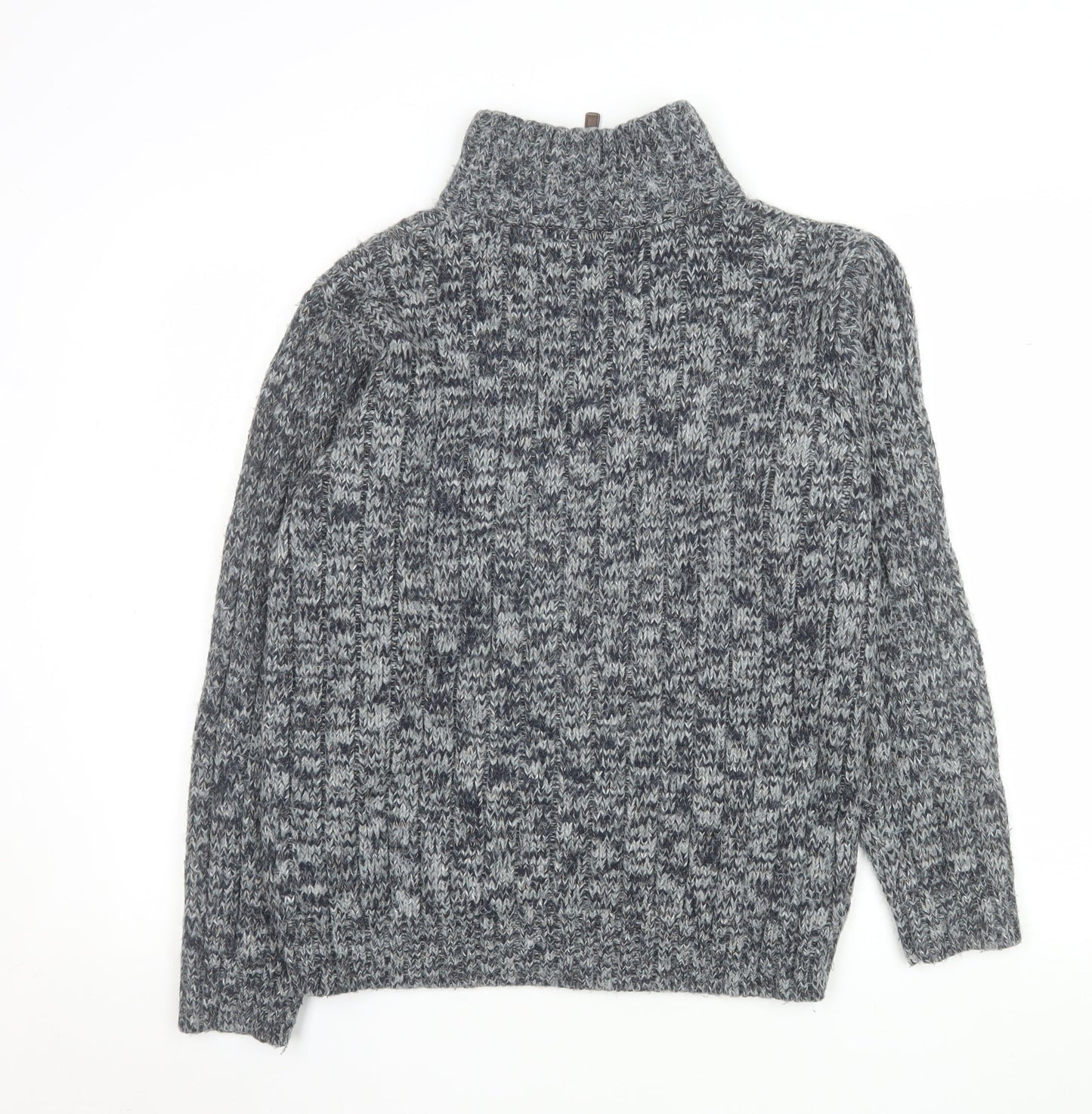 Marks and Spencer Men's Grey XS High Neck 1/2 Zip Chunky Knit Jumper
