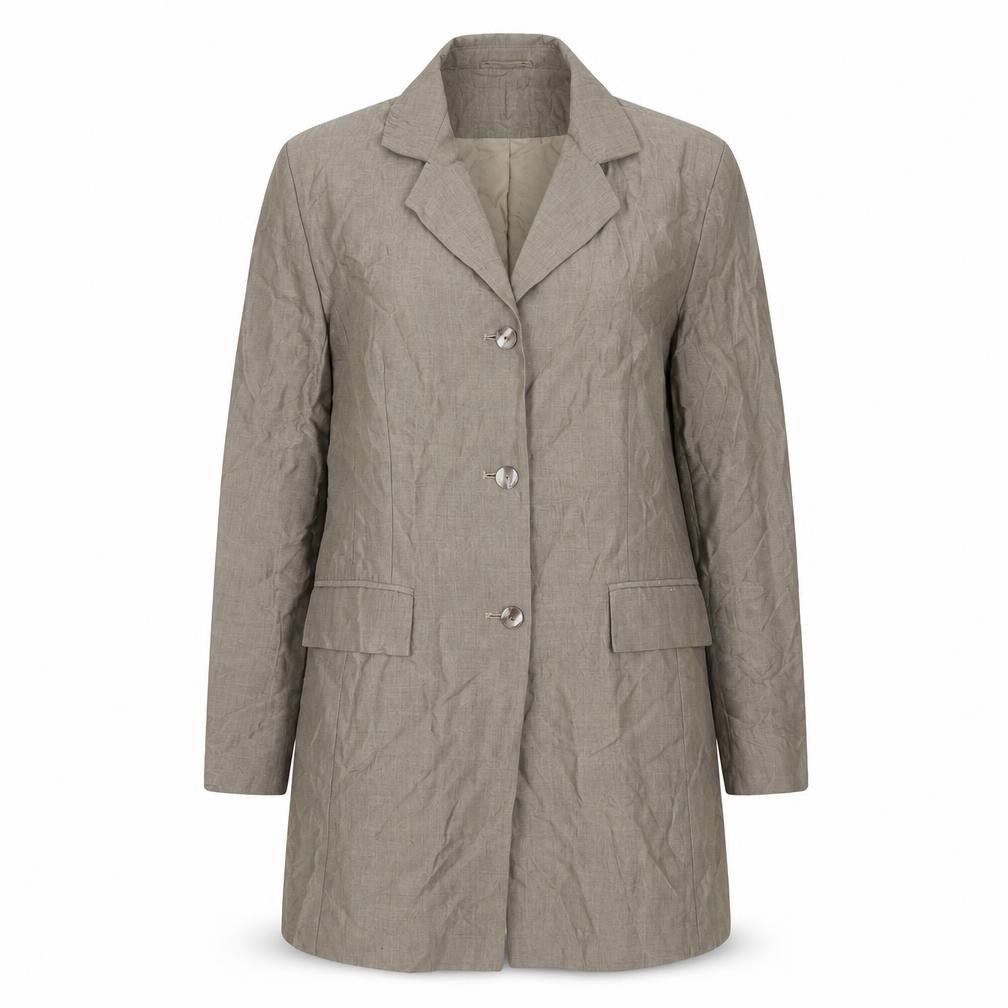 Linea Women Beige Long Single-Breasted Blazer Coat Size 16 Classic Fit