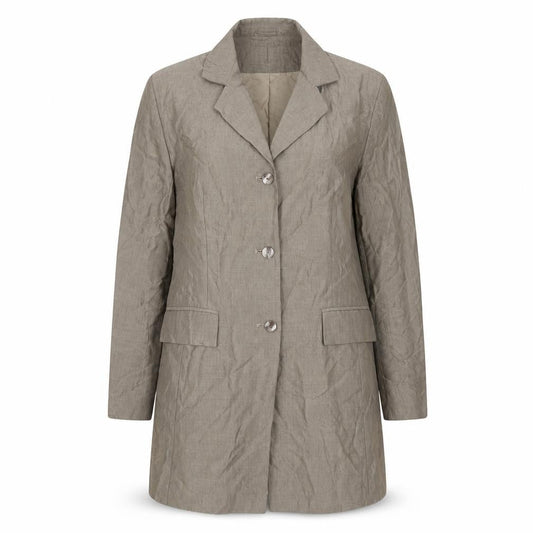 Linea Women Beige Long Single-Breasted Blazer Coat Size 16 Classic Fit