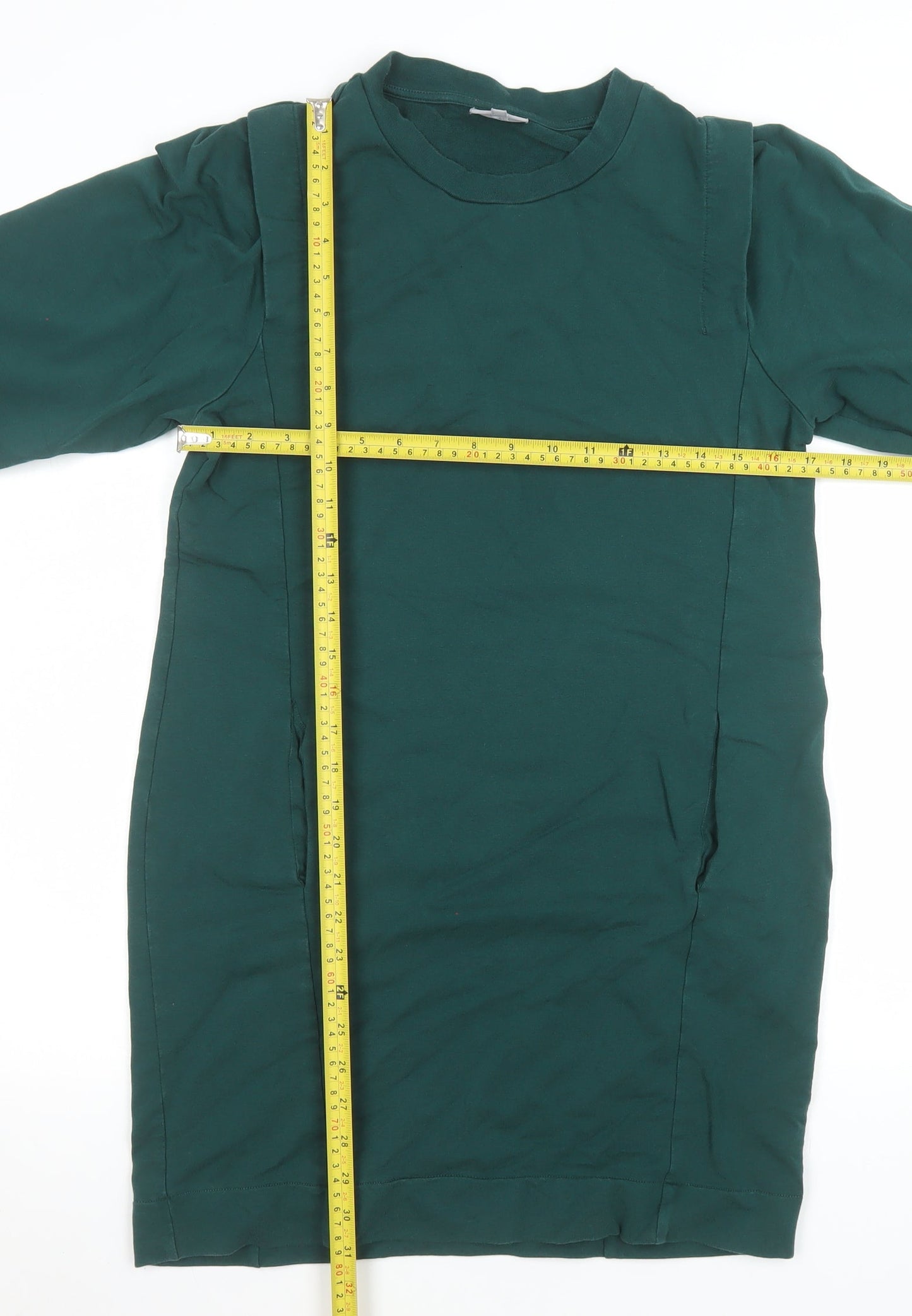 Oliver Bonas Women Green Size 10 Shift Dress Long Sleeve Casual