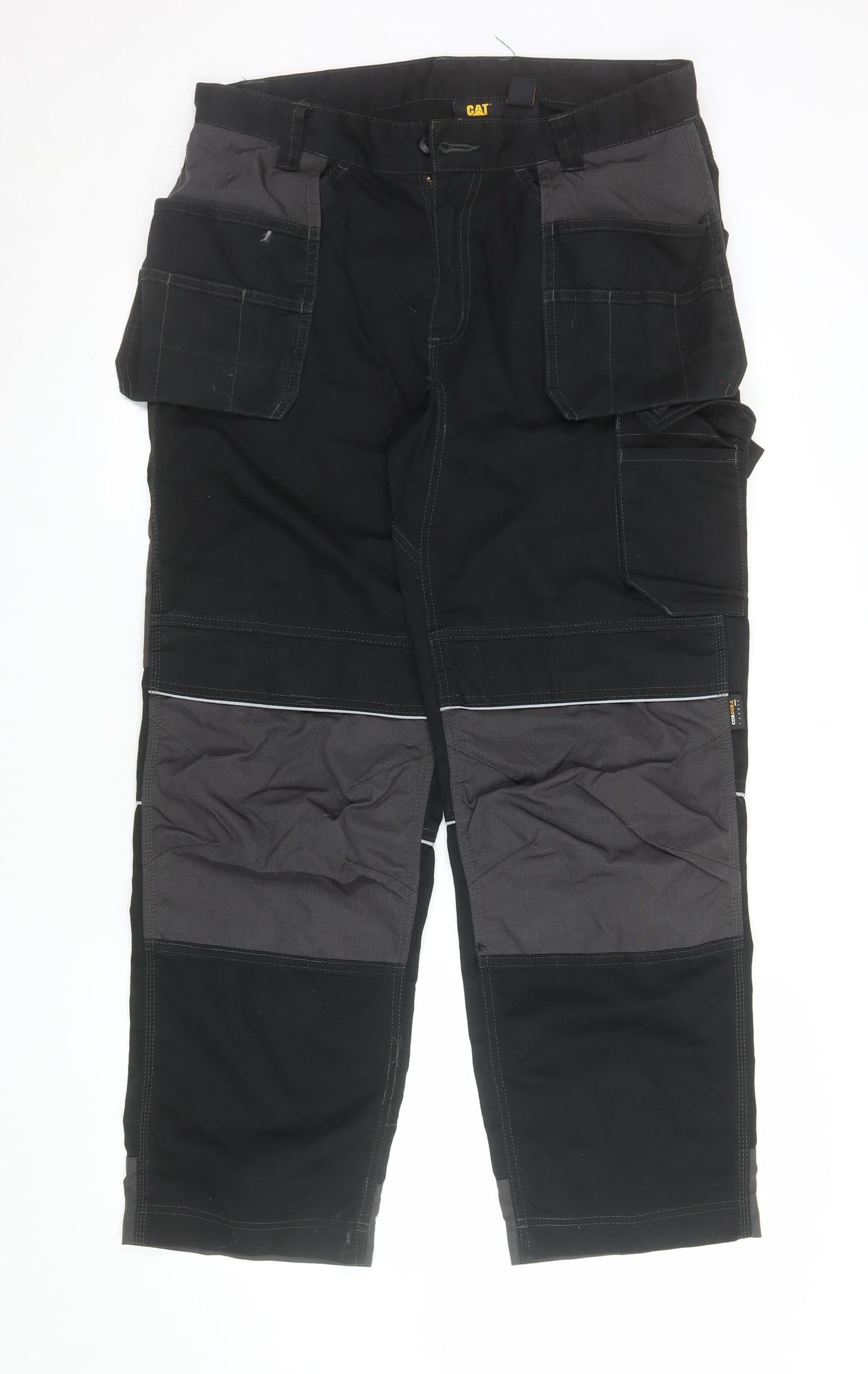 CAT Men's Black Cargo Workwear Trousers UK 34L Durable Pockets