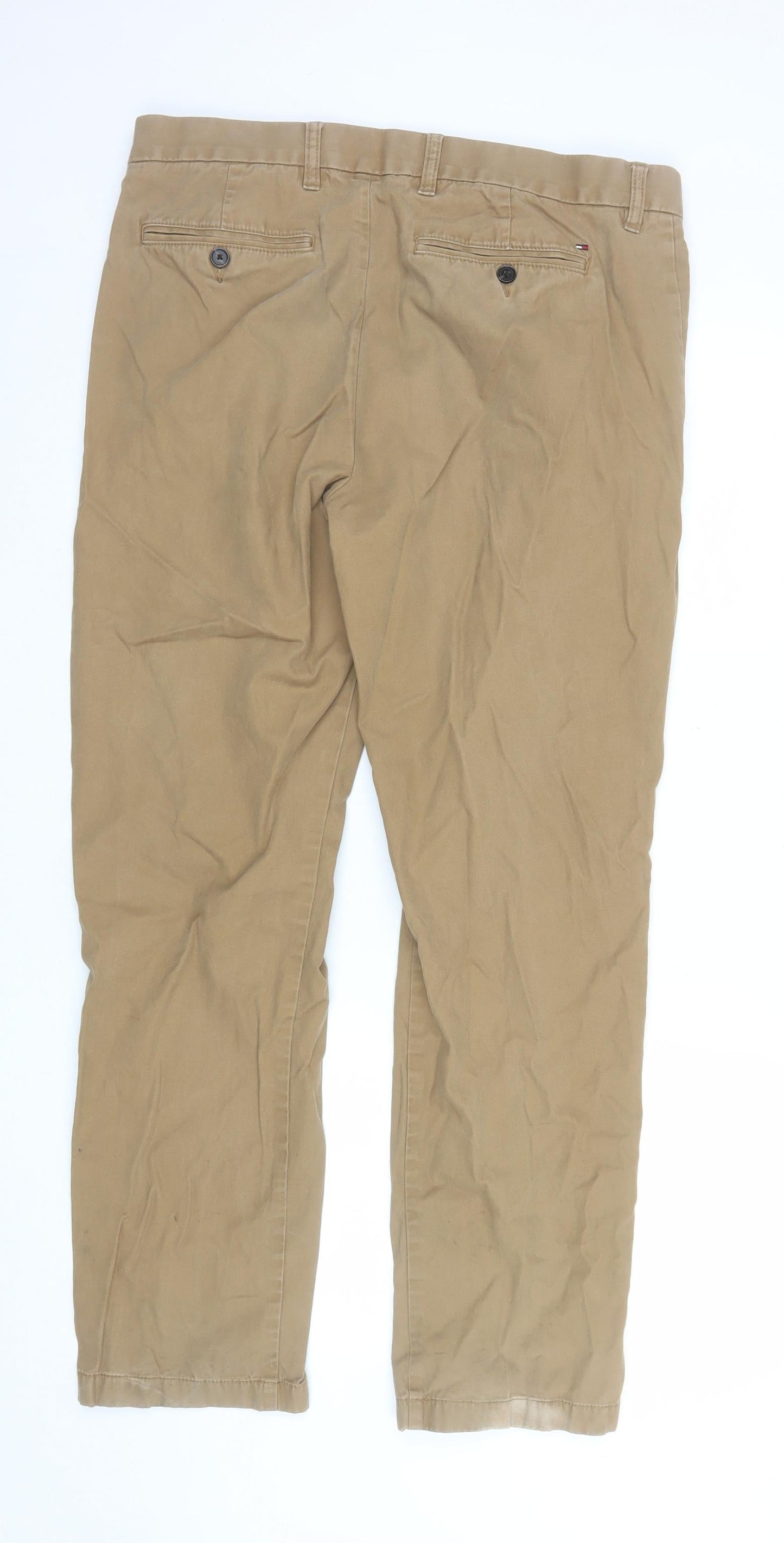 Tommy Hilfiger Men's Beige Chino Trousers 34W 32L Regular Fit Classic Style