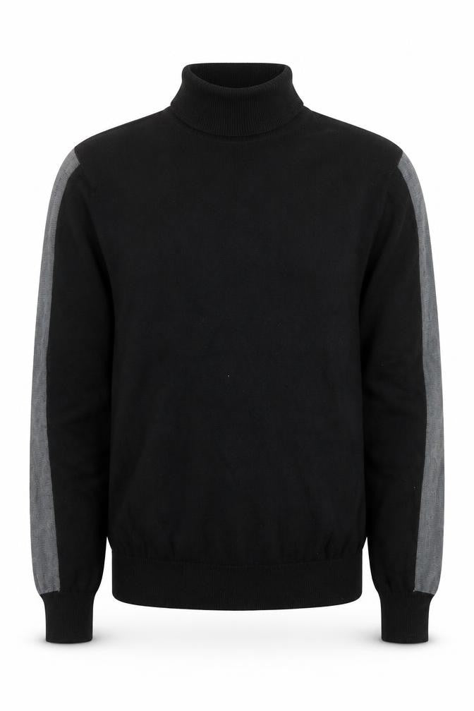 Brave Soul Men's Black Roll Neck Cotton Jumper Size M
