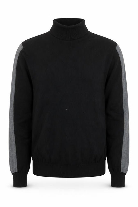 Brave Soul Men's Black Roll Neck Cotton Jumper Size M