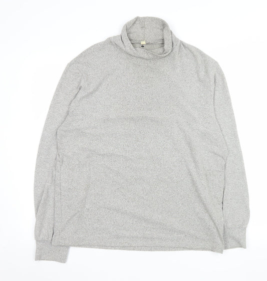 Uniqlo Men Grey Roll Neck Knit Sweatshirt Size L