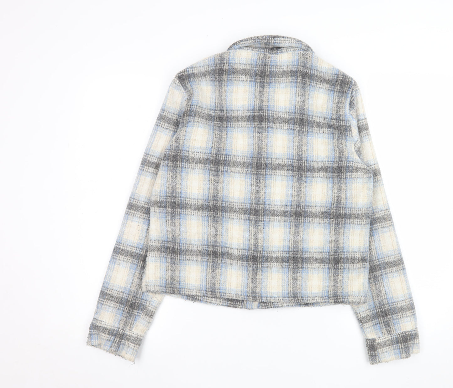 ONLY Womens Multicoloured Checked Button-Up Cropped Jacket Size M