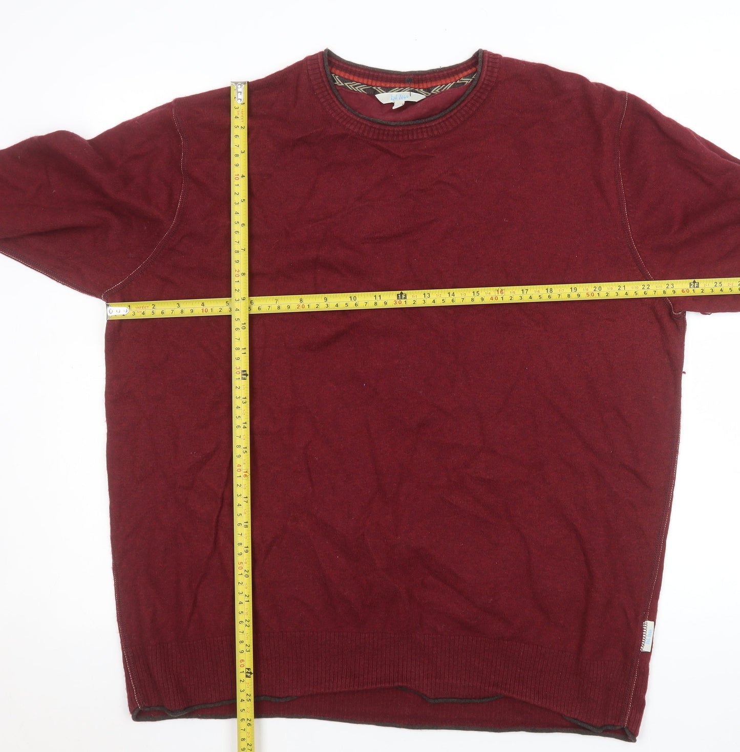 Fat Face Men's Red Cotton Wool Crew Neck Jumper XL