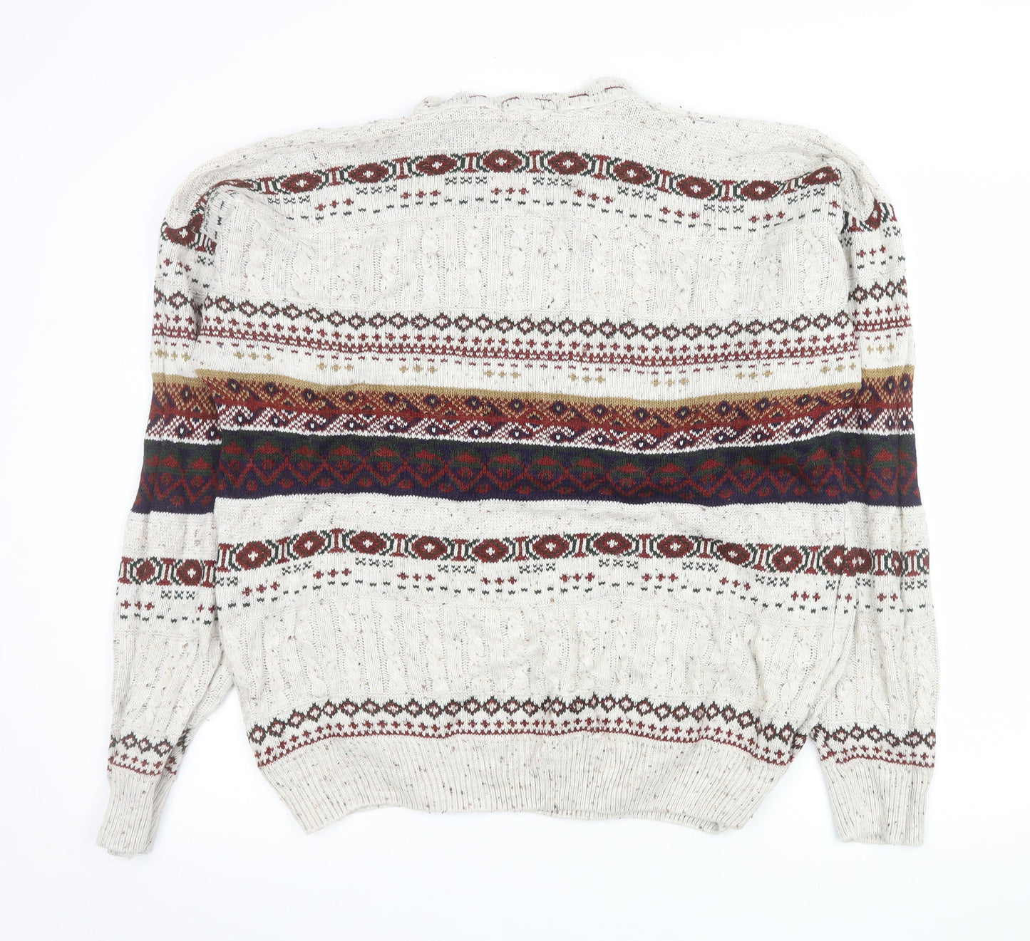 ONUS Men's Multicoloured Fair Isle Wool Blend Crew Neck Jumper XL