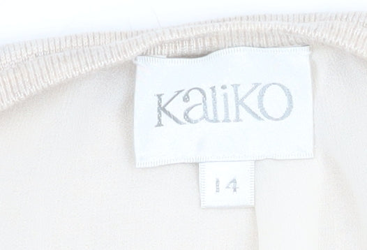 Kaliko Women Beige Wrap Tie Knit Cardigan Size 14