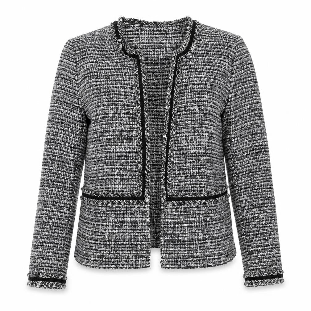 Zara Women Grey Tweed Single-Breasted Blazer Jacket Size 12