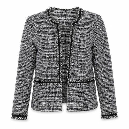 Zara Women Grey Tweed Single-Breasted Blazer Jacket Size 12