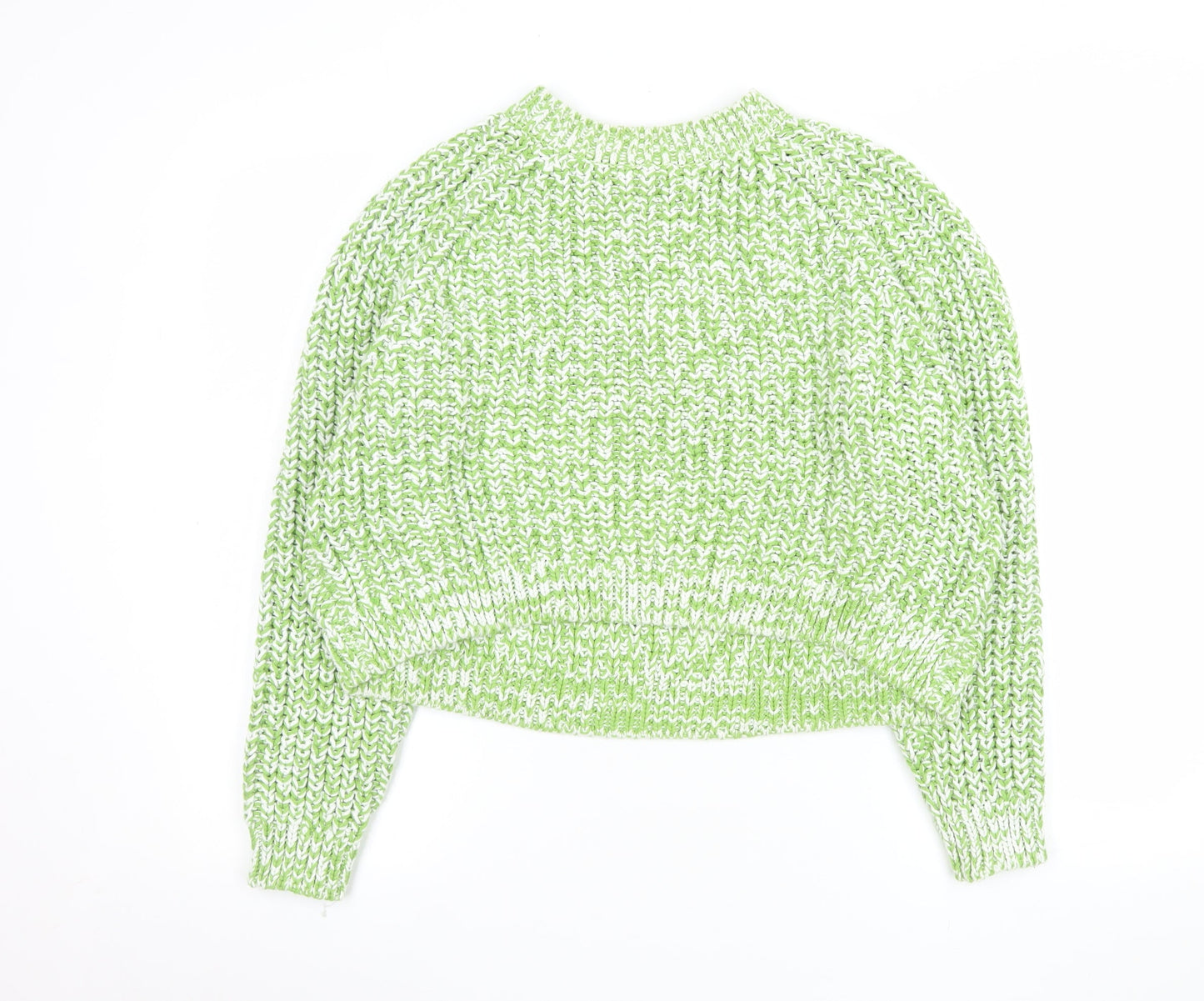 Monki Womens Green Crew Neck Chunky Knit Pullover Jumper Size S