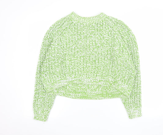 Monki Womens Green Crew Neck Chunky Knit Pullover Jumper Size S